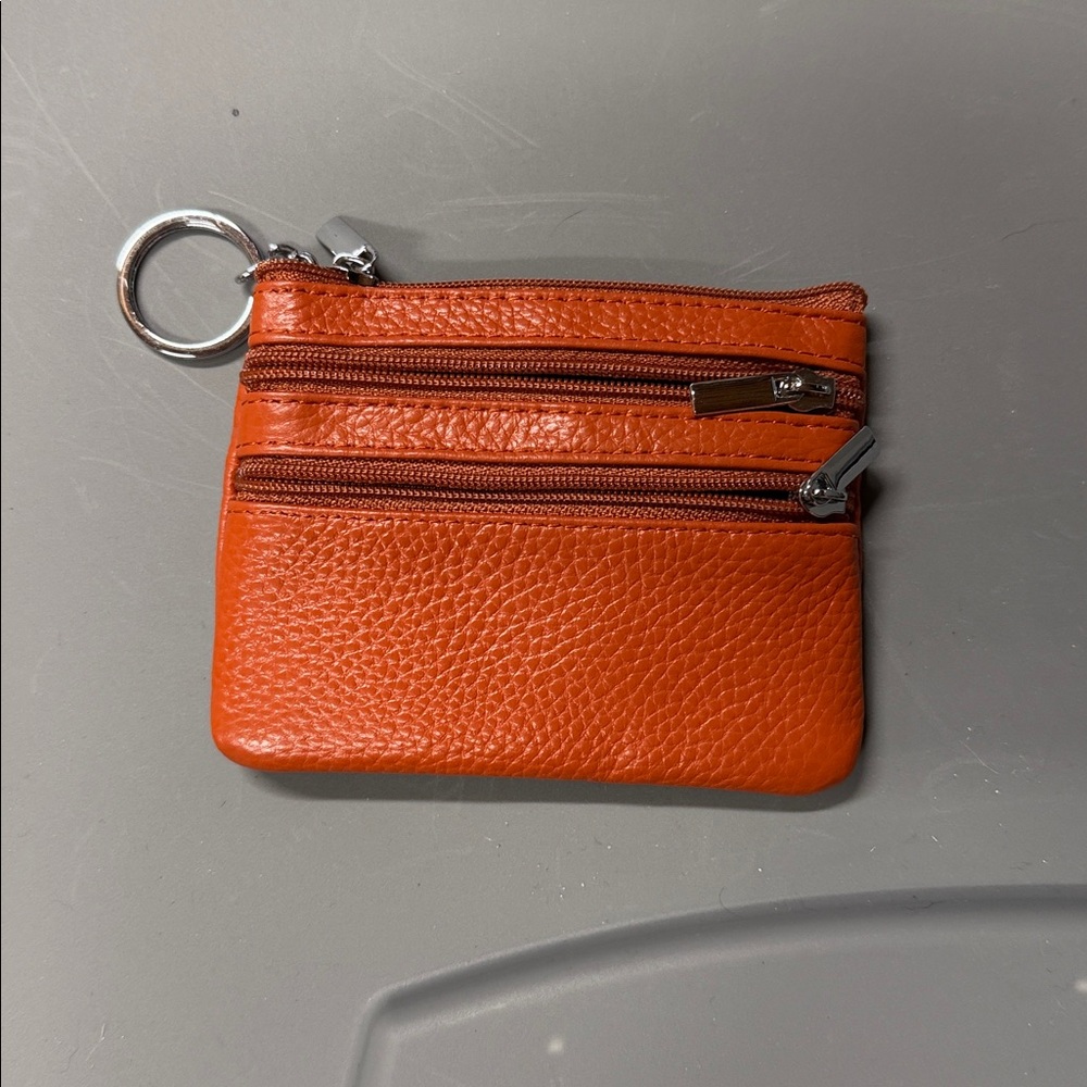 Orange Leather Coin Purse